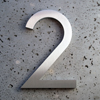 brushed aluminum modern house number 2 